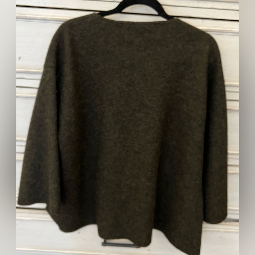 Eileen Fisher Felted Alpaca Wool Mélange Jacket 3/4 Sleeve Brown Size Large - Picture 4 of 6